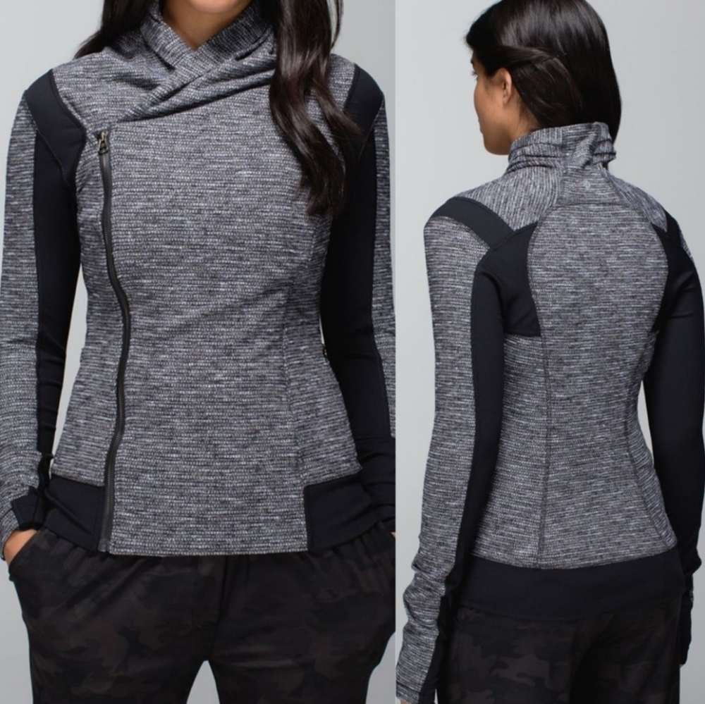 Lululemon Bhakti Yoga Jacket Slim Fit Stretch Post Workout Black/Gray Size 6